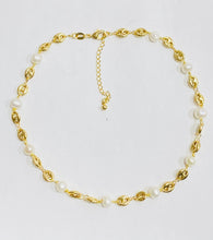 Load image into Gallery viewer, Pearl and Puffed Mariner link Necklace