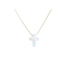 Load image into Gallery viewer, Opal Cross Necklace