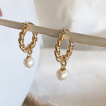 Load image into Gallery viewer, Victoria Twisted Pearl Hoops