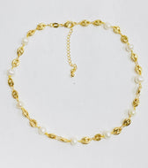 Pearl and Puffed  Mariner link Necklace