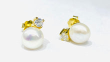 Load image into Gallery viewer, Freshwater Pearl CZ Stud Earrings
