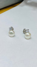 Load image into Gallery viewer, Freshwater Pearl CZ Stud Earrings
